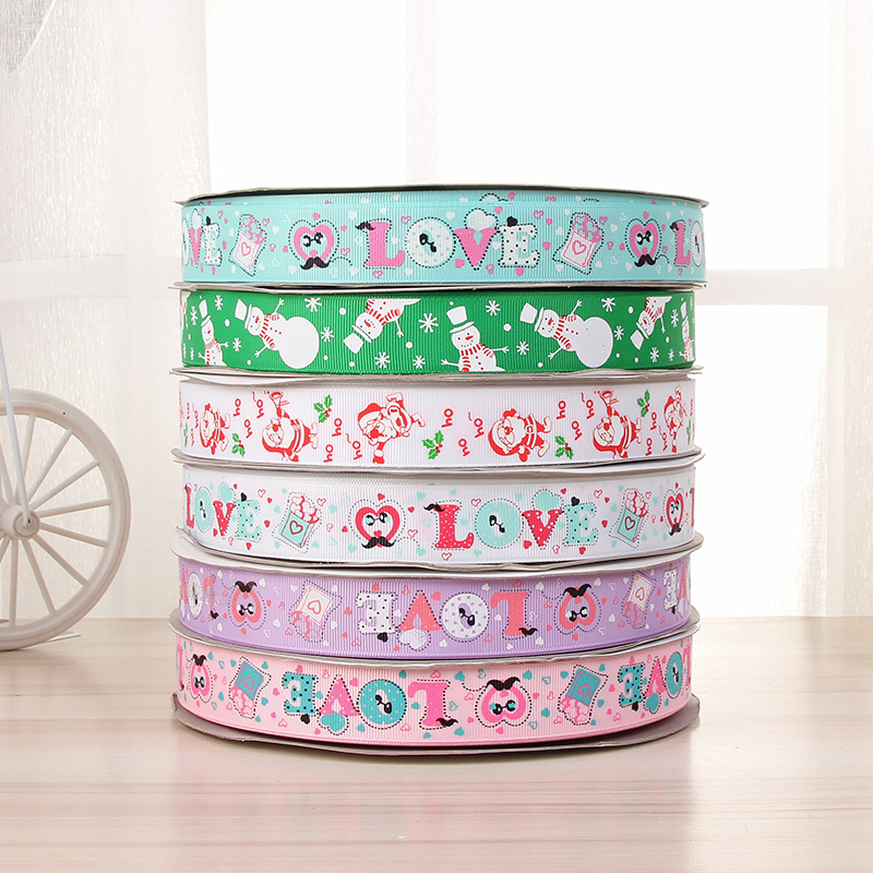 螺纹带情人节系列 LOVE多色印花螺纹带礼品鲜花包装彩带缎带批发详情4