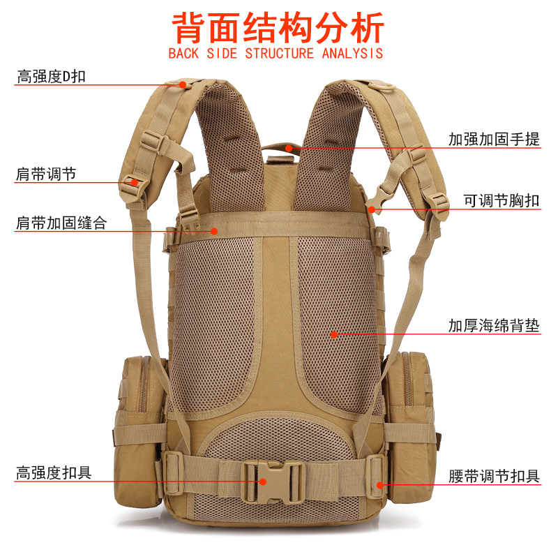 Yitu Hiking, Off-road Camping Storage Combination Double-Shoulder Military Bag for Men, a large-capacity outdoor tactical backpack for travel pic 2