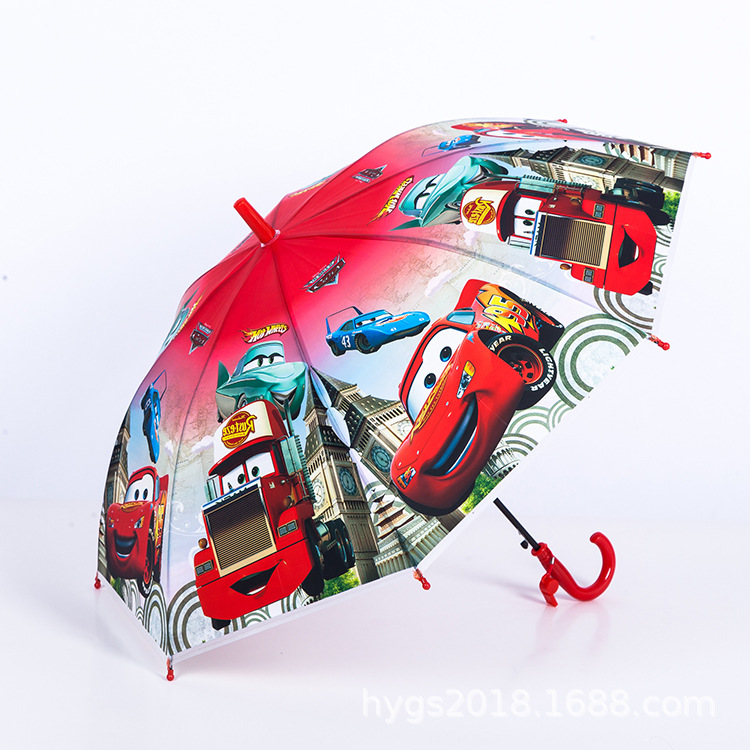 Factory wholesale of fresh and clean black vinyl anti-drip automatic long-handled straight pole cartoon umbrellas to protect against heavy rain pic 14