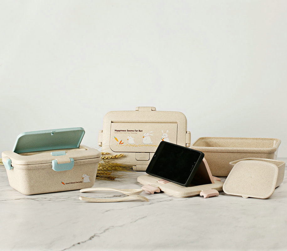 B-527 Creative Plastic Bento Box, Blue Wheat Fragrance Rectangular Bento Box, Instant Noodle box pic 6