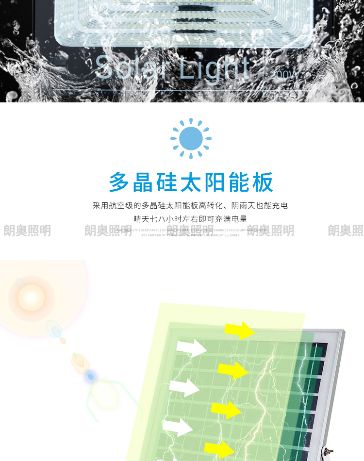 Outdoor lighting fixtures, solar lamps, household garden lamps, LED outdoor floodlights, cross-border new rural project lamps pic 5