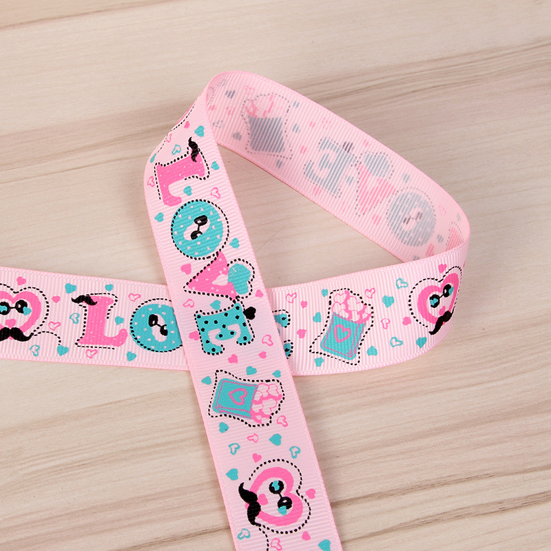 螺纹带情人节系列 LOVE多色印花螺纹带礼品鲜花包装彩带缎带批发详情8