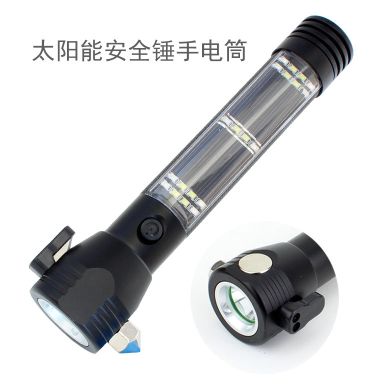 Tiger Hunter car usb charging safety escape hammer flashlight Solar safety hammer LED flashlight with strong LED light pic 51