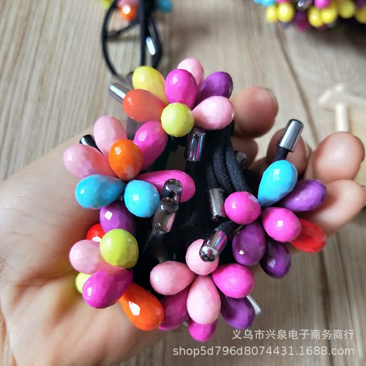 Water Drop Beads 33 and 34 Korean version beads rubber bands, cute hair accessories, headbands, colorful beads hair bands, one and two yuan rubber bands wholesale supply pic 6