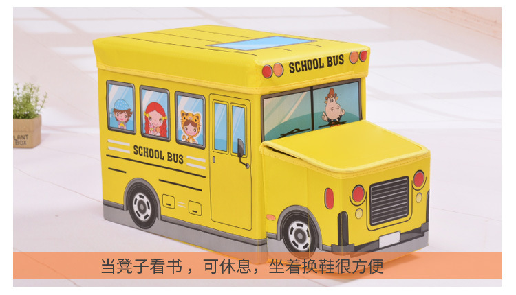 Wholesale of seated cartoon car storage boxes, multi-functional large-capacity storage boxes, folding storage stools pic 5