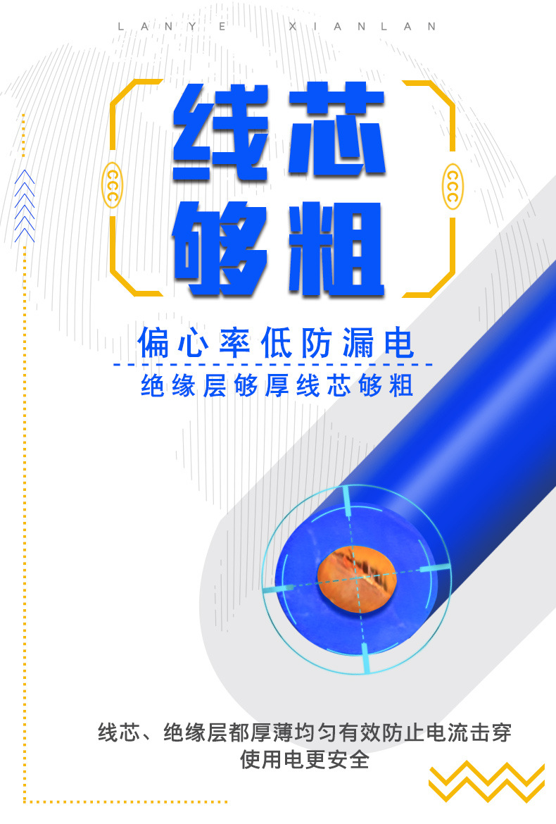 Blue Leaf National standard 2.54 square copper core wire for home decoration, 1.5/6/10 pure copper flame-retardant BV wire pic 11