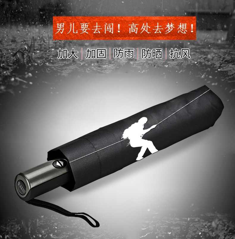 511 Umbrella, extra-large 140 fully automatic umbrella, folding and reinforcing, wind-resistant, sunny and rainy dual-purpose black rubber sunshade pic 6