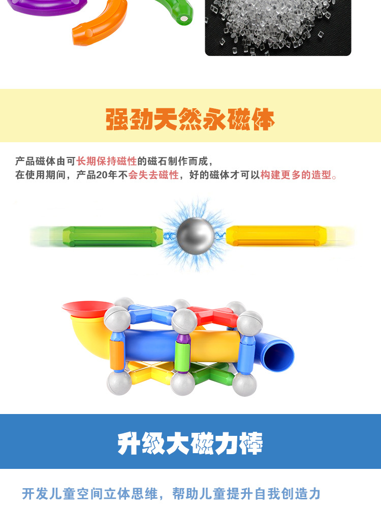100pcs color box magnetic bar toy set for children, large particle educational magnetic assembly magnetic car building blocks wholesale pic 22