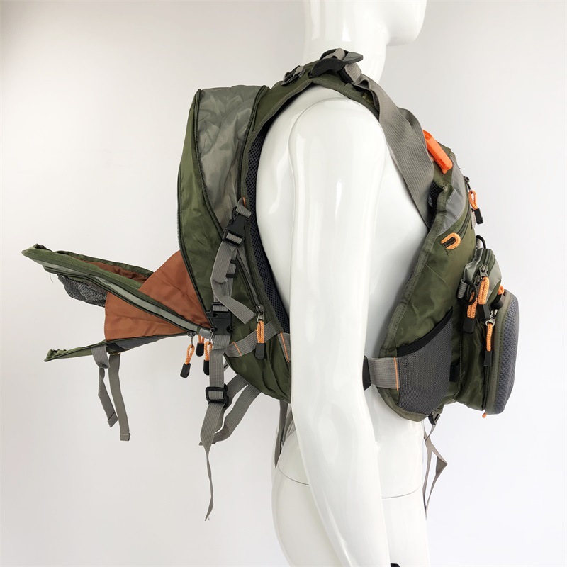 Fishing vest + life jacket + backpack, multi-functional life jacket, fly fishing backpack with multiple pockets pic 38