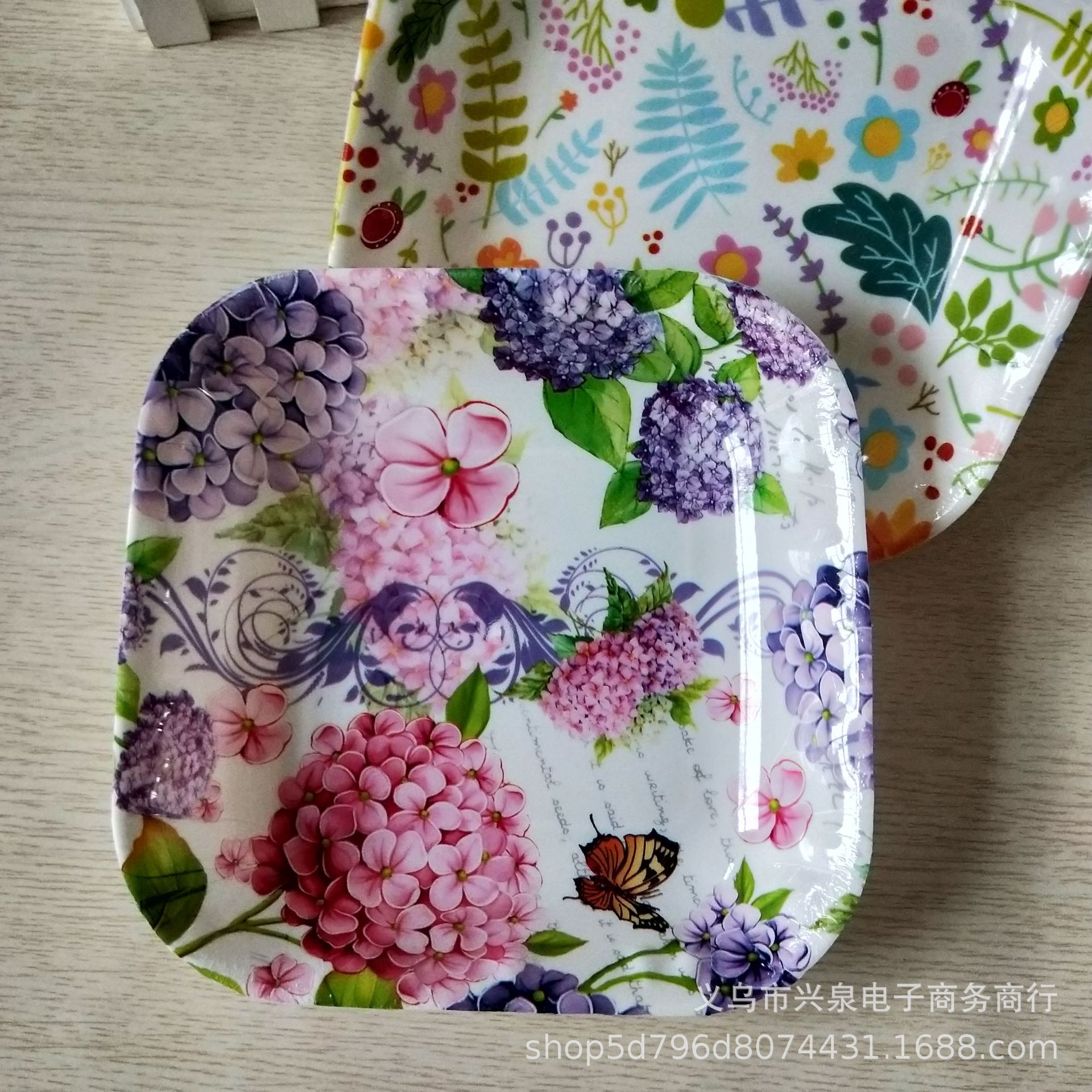 【 Zone 3-7 】203 patterned square fruit Plate 300 yuan per box Square fruit plate Patterned Fruit Snack Plate Plate Plastic Fruit Plate One yuan product Special batch pic 2