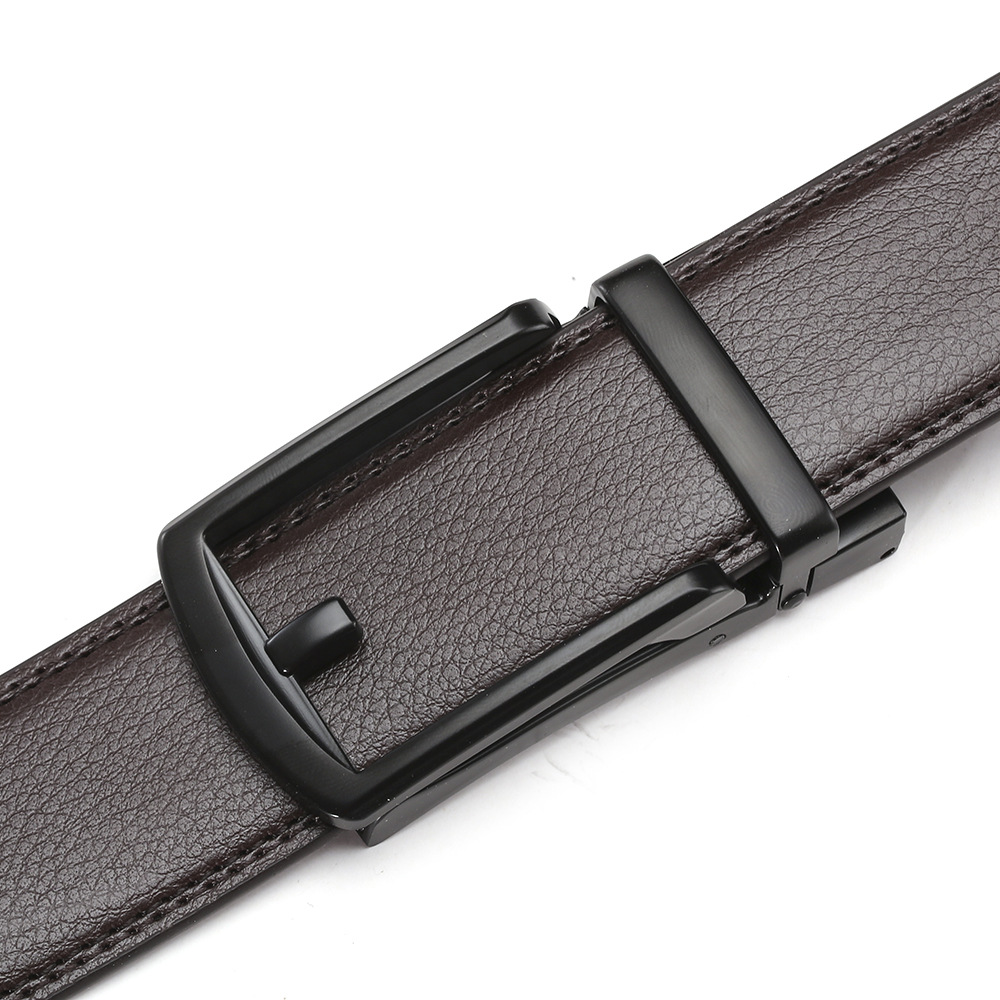 批发男士真皮自动扣腰带牛皮皮带假针扣时尚休闲服装配饰腰带男款详情2
