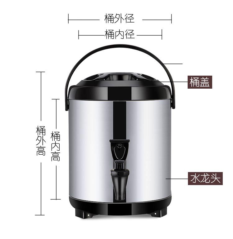 Wholesale of Lianmei commercial 304 stainless steel milk tea buckets, insulated buckets, double-layer plastic coffee soy milk buckets and breakfast buckets pic 8