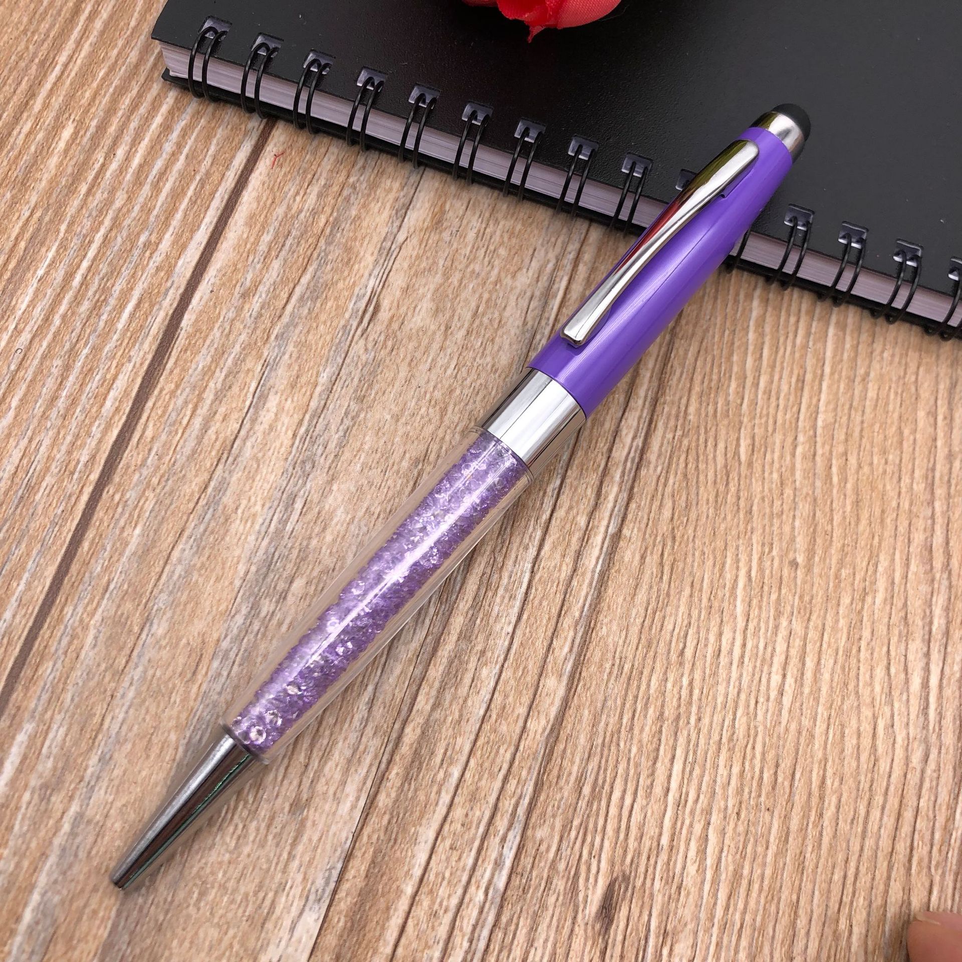 Crystal pen, rotating ballpoint pen, metal lower rod, crystal pen, gift touch screen pen, hand writing pic 4