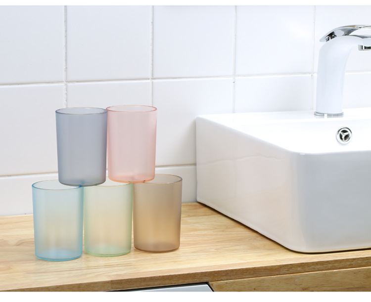 Transparent solid color, printable logo, matte texture, couple brushing cup, washbasin cup, round mouthwash cup, water cup pic 8