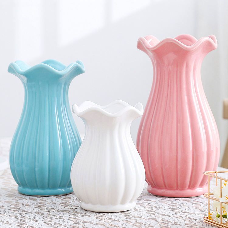 2026 White Ceramic Vase Home Decoration Sample room, Nordic ruffled edge flower vase, Chaozhou Vase manufacturer, small size pic 18
