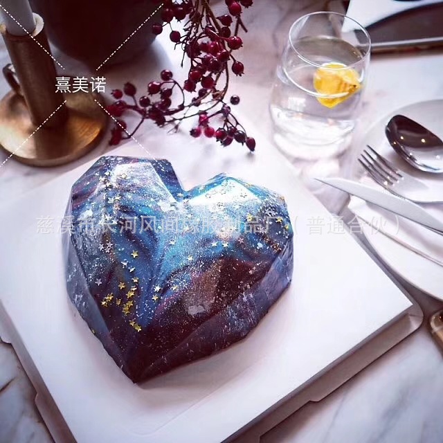 Single heart-shaped diamond resin mold, mousse silicone, diy cheesecake mold, rice cake mold, candle plaster pic 5