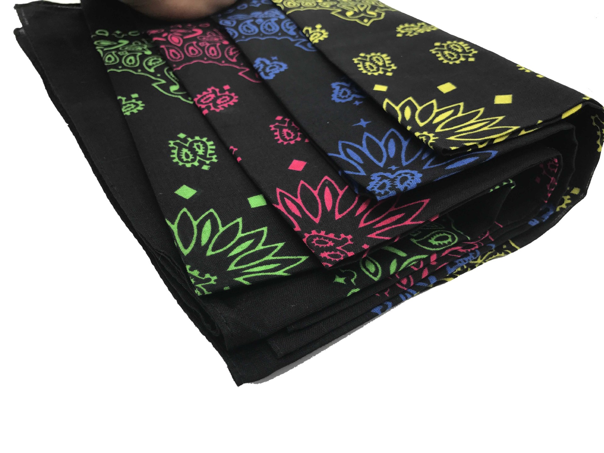 Wholesale of new pure cotton square scarf hip hop hip-hop street dance black background contrasting color sunflower bandana headscarf pic 1