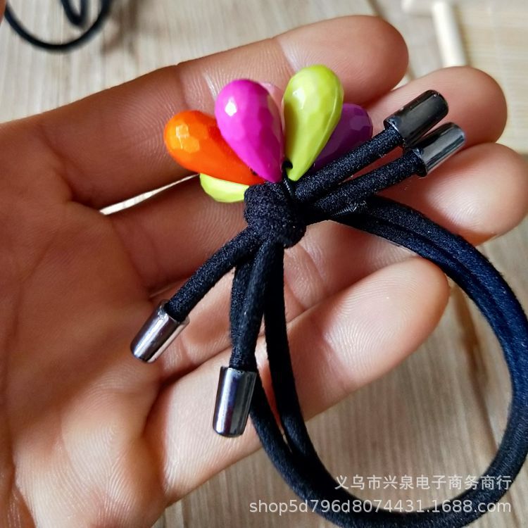 Water Drop Beads 33 and 34 Korean version beads rubber bands, cute hair accessories, headbands, colorful beads hair bands, one and two yuan rubber bands wholesale supply pic 5