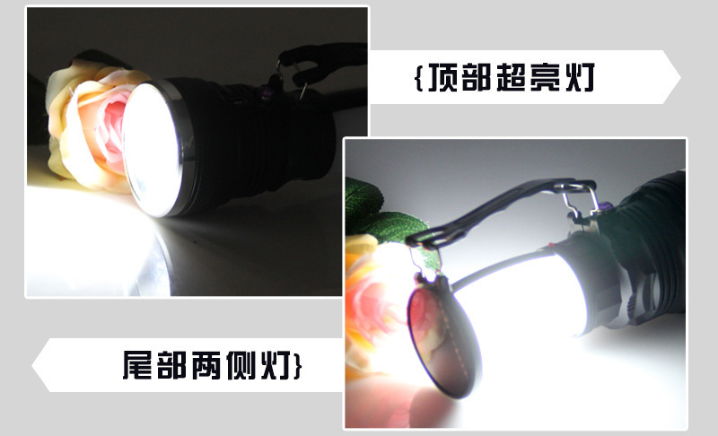 Solar-powered rechargeable flashlight, multi-functional handheld flashlight, led emergency light HEL-2881T rechargeable pic 7
