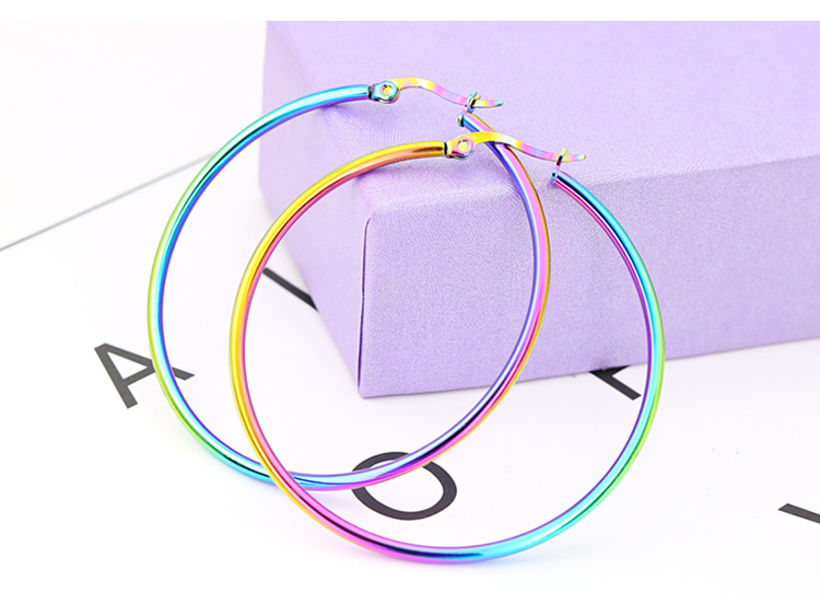 欧美简约不锈钢素圈耳环男女夸张大耳环高级感钛钢时尚耳扣耳环详情34