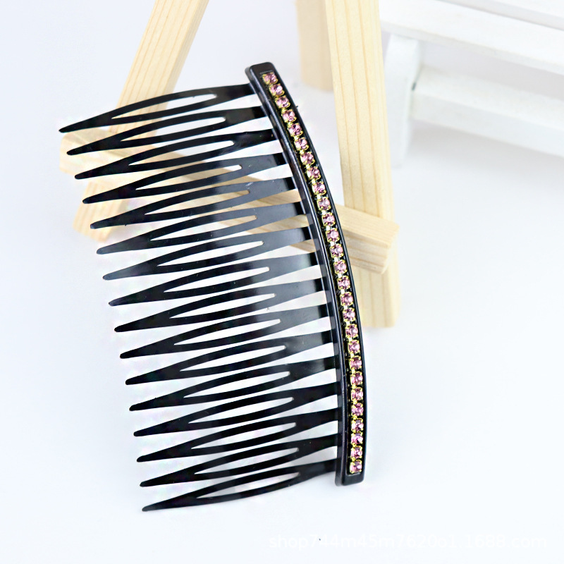 Wavy color diamond hair comb, straight hair comb, color diamond hair comb, single-row hair comb with diamonds, Korean style hair comb pic 13