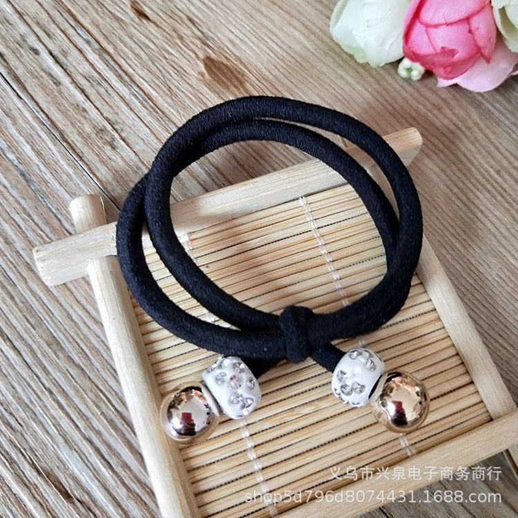 金球粗绳 39号一元饰品货源 粗绳皮筋 钻球头绳 优质发饰 韩版头绳一元皮筋批发详情5