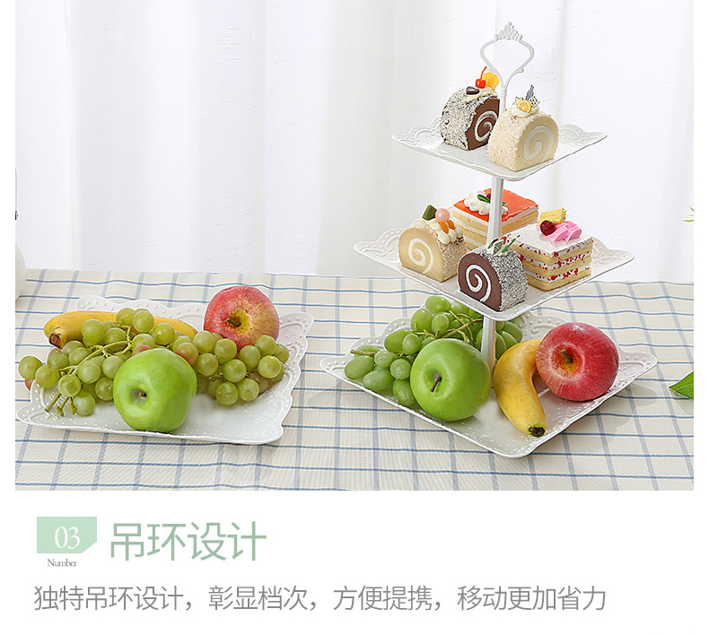 三层生日趴聚会party点心托盘甜品台多层蛋糕架点心盘水果盘果盒详情7