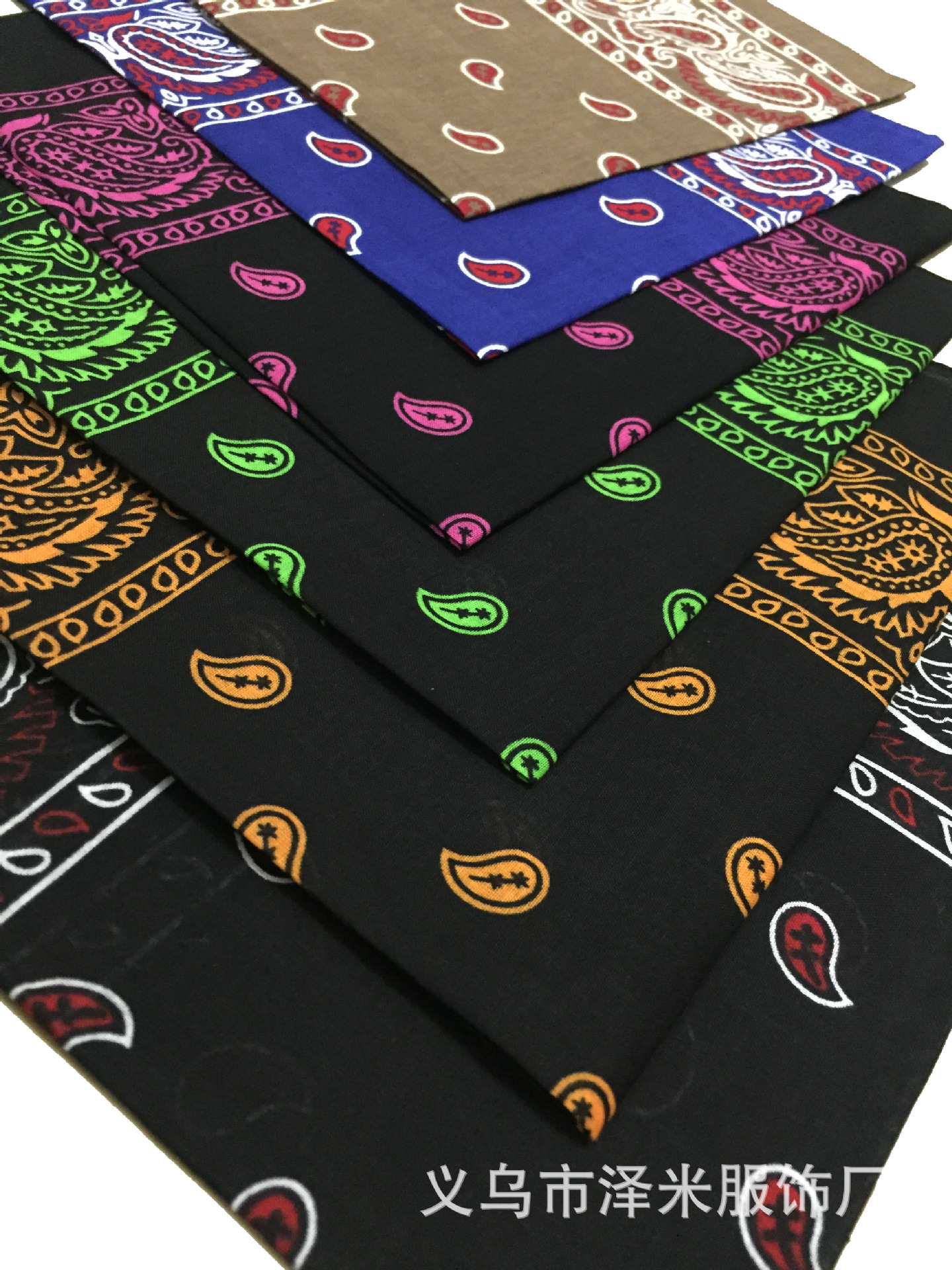 New cashew flower headscarf, black base sunflower seed flower, Harajuku color-blocking amoeba hip-hop multi-purpose square scarf factory direct sales pic 1