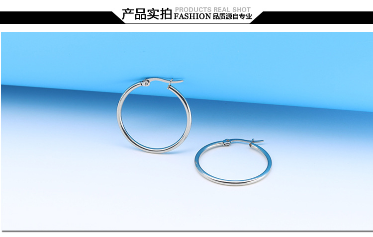 欧美简约不锈钢素圈耳环男女夸张大耳环高级感钛钢时尚耳扣耳环详情27