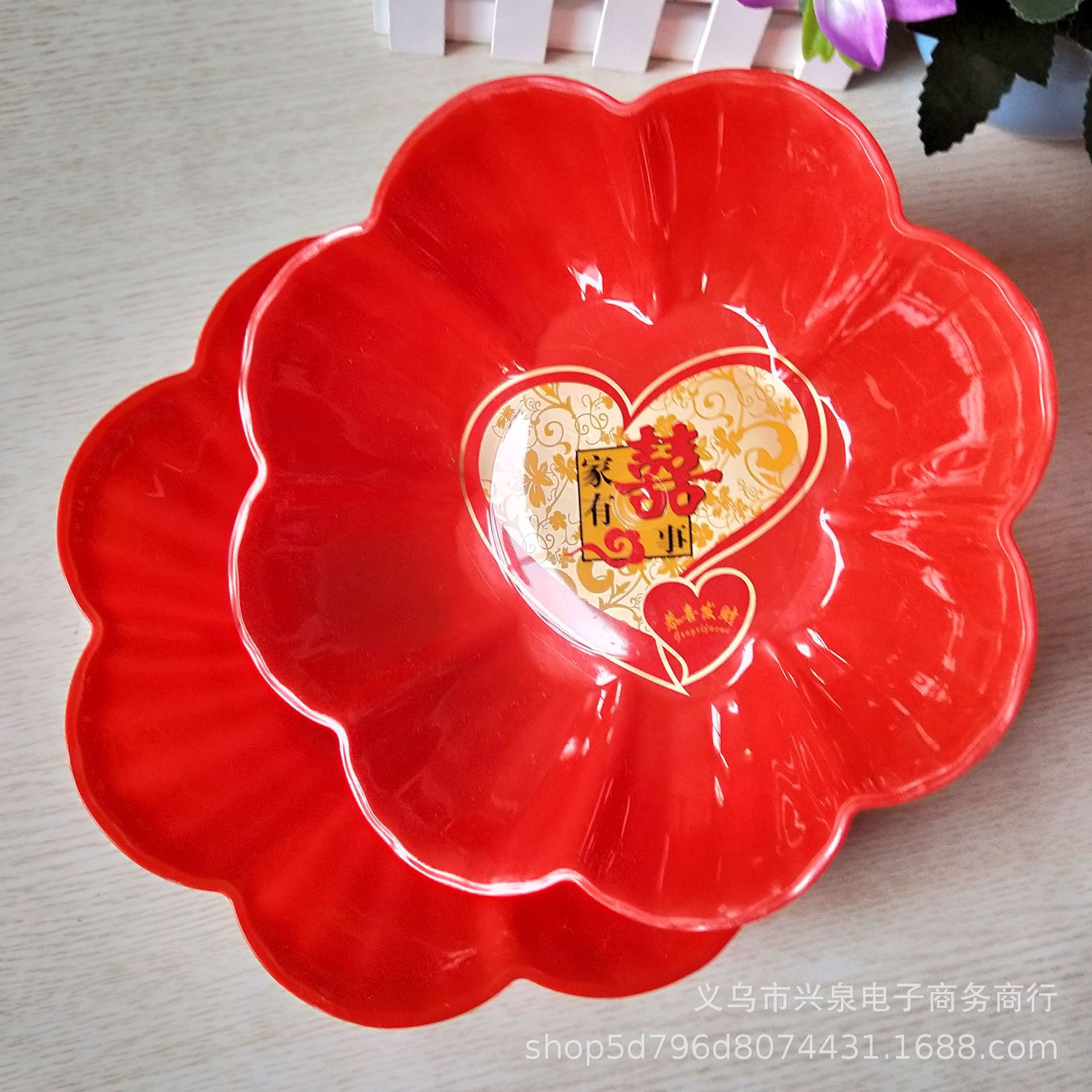 【 Zone 3-7 】AB-016【 Red 】 Fruit Platter 400 yuan per box AB-016 Red Fruit Platter Home Has Wedding Snacks Platter Fruit Platter Wedding Supplies 1 yuan 2 Yuan Petal Candy Platter pic 3