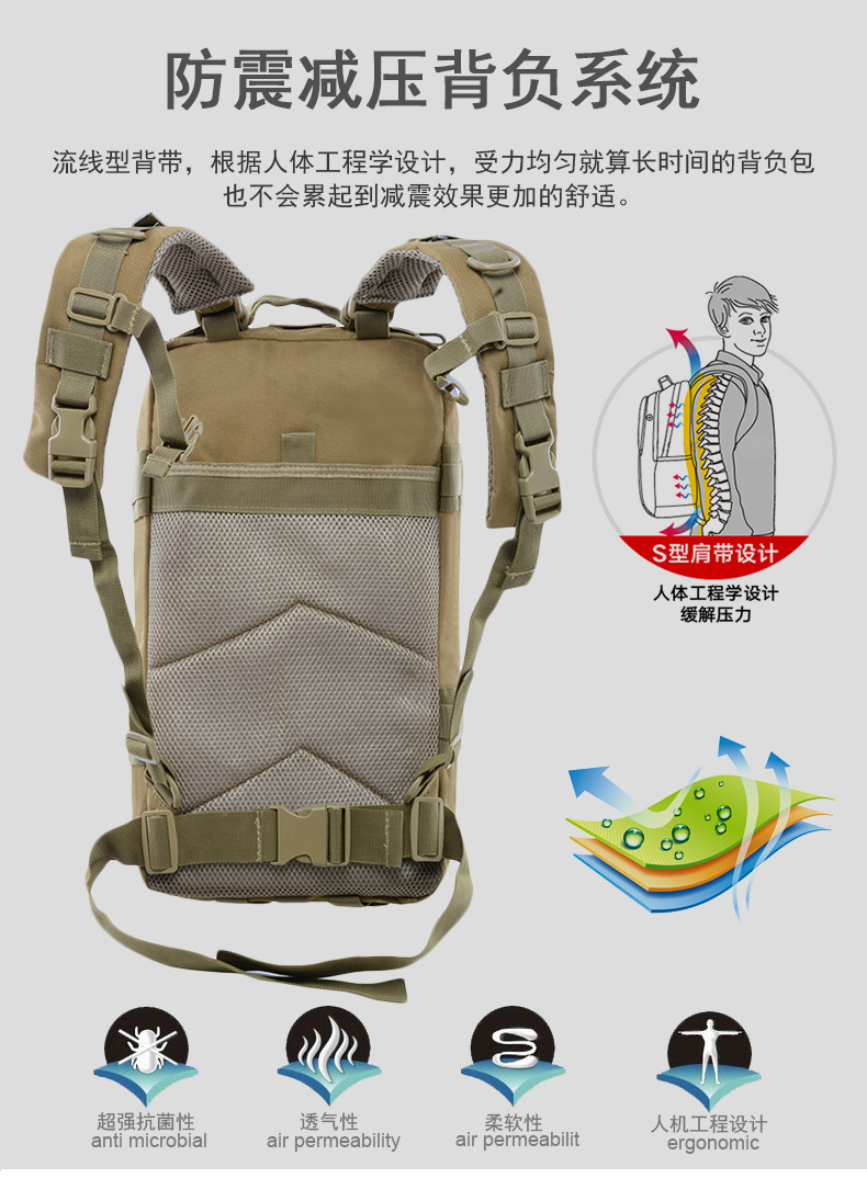 Yitu Tactical Camouflage Bag Outdoor Camping Backpack Double-Shoulder Military Enthusiast Bag New Upgraded Version 3P Backpack wholesale pic 9