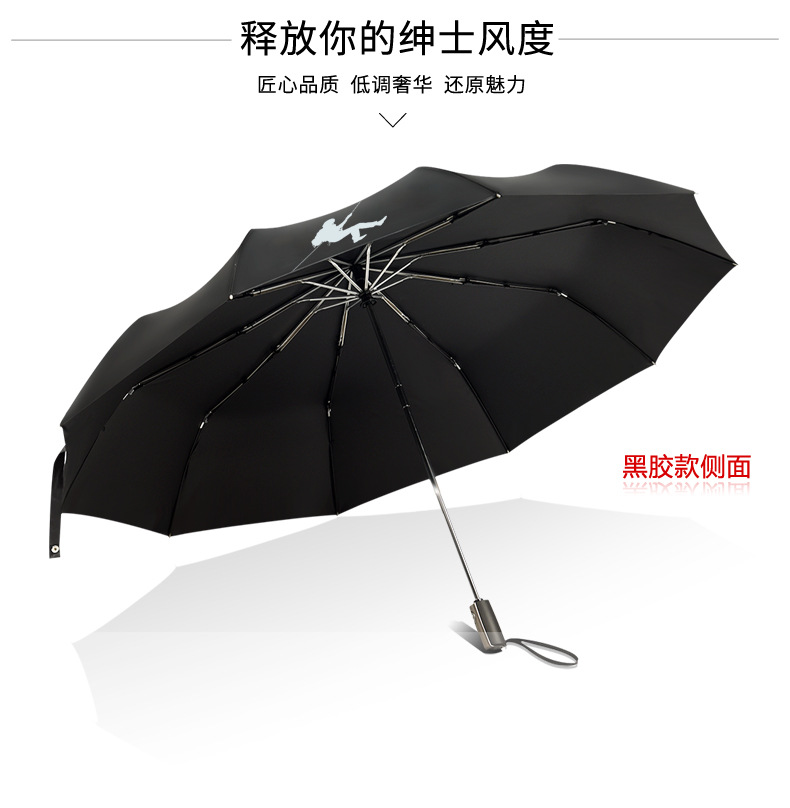 511 Umbrella, extra-large 140 fully automatic umbrella, folding and reinforcing, wind-resistant, sunny and rainy dual-purpose black rubber sunshade pic 22