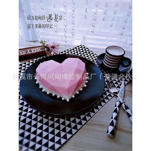 Single heart-shaped diamond resin mold, mousse silicone, diy cheesecake mold, rice cake mold, candle plaster pic 3