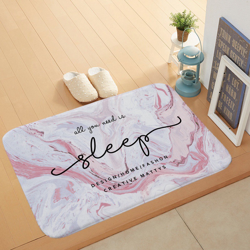 Marble-style printed coral velvet floor mat for entry, coral velvet anti-slip mat carpet for foot soles pic 9