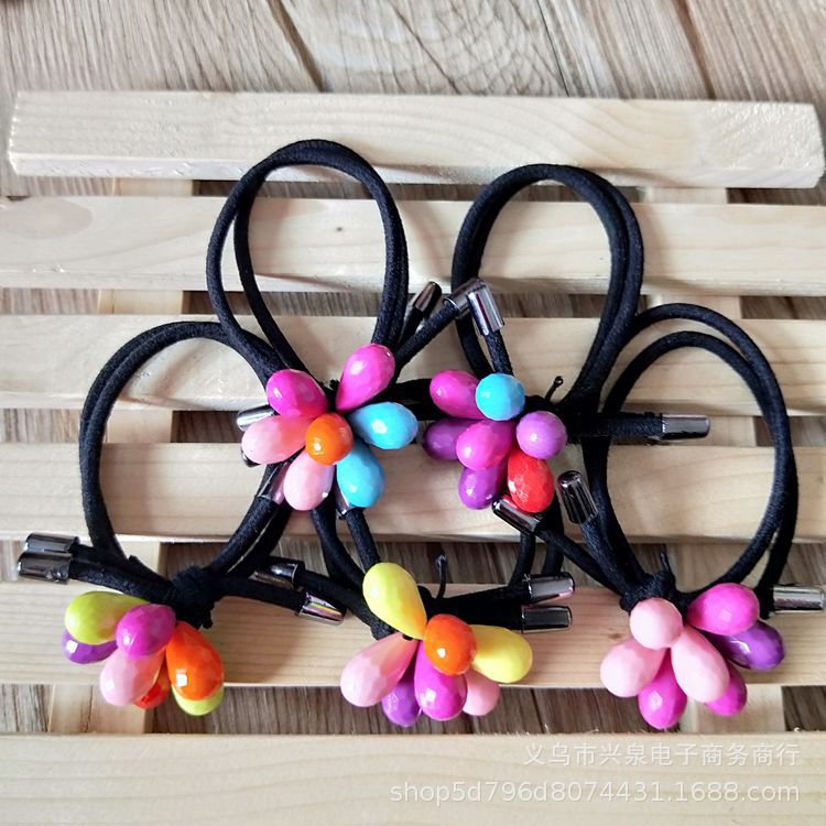 Water Drop Beads 33 and 34 Korean version beads rubber bands, cute hair accessories, headbands, colorful beads hair bands, one and two yuan rubber bands wholesale supply pic 4
