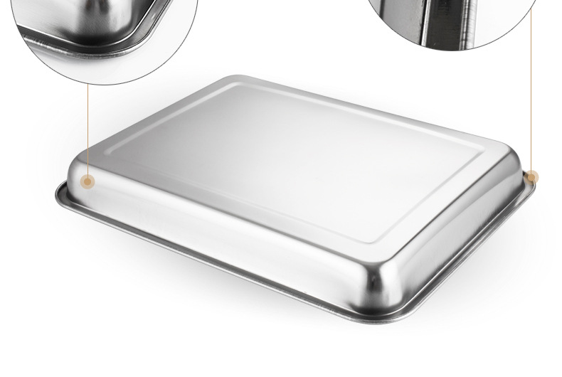 05 thick 4.8 deep stainless steel square plate tray with perforated depth, hotel tableware, rectangular barbecue rice plate and tea tray pic 10