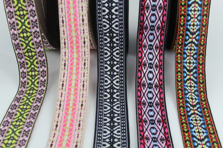 Al por mayor 50mm ancho color poliéster algodón poliéster estilo étnico jacquard correas equipaje y bolsos ropa zapatos y sombreros decoración hecho a mano DIY pic 3