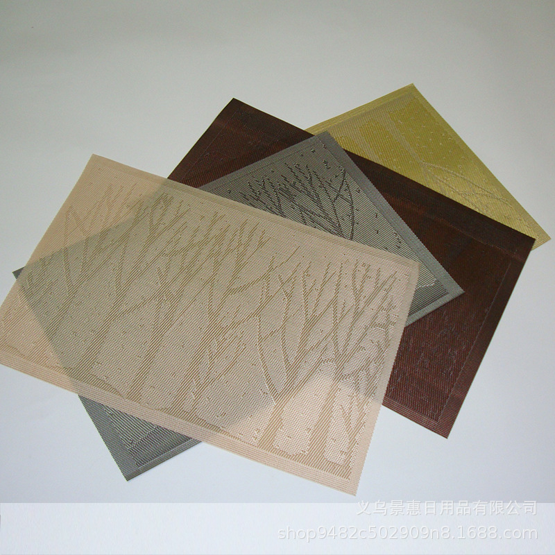 方形特斯林餐垫小树提花PVC餐垫酒店加厚隔热防滑餐垫厂家直销详情8