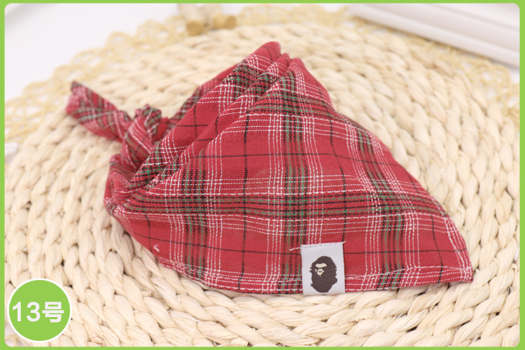 跨境2024母婴用品苏格兰风棉质宝宝围脖格子三角巾儿童大号口水巾详情34
