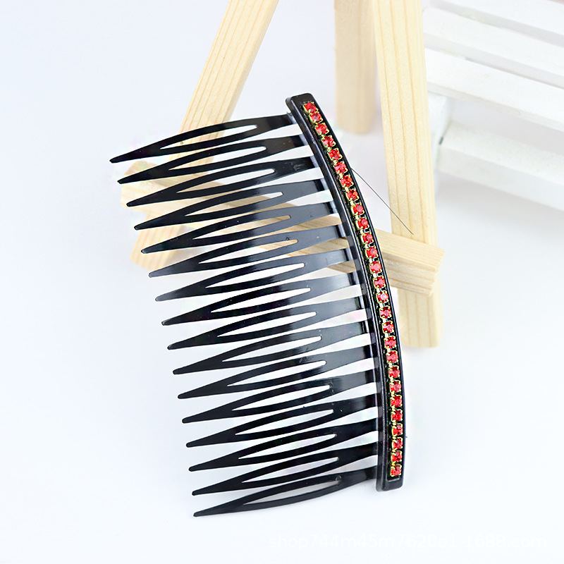 Wavy color diamond hair comb, straight hair comb, color diamond hair comb, single-row hair comb with diamonds, Korean style hair comb pic 14