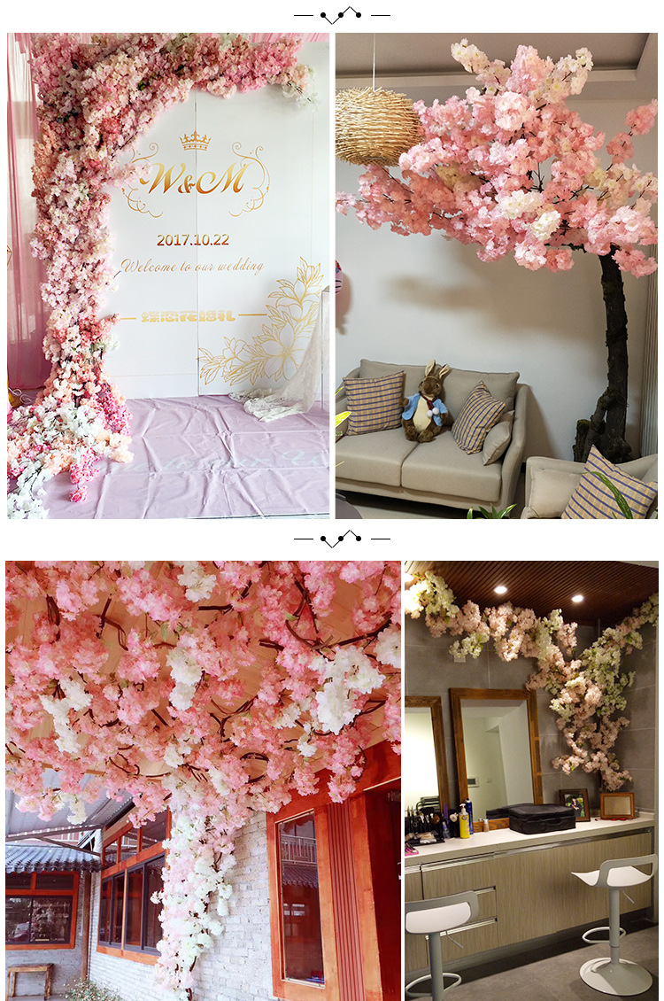 Artificial flowers, artificial cherry blossom branches with 4 branches and 3 forks, pear blossoms, peach blossoms, cherry blossom branches, wedding decoration artificial flowers, plastic flowers pic 11