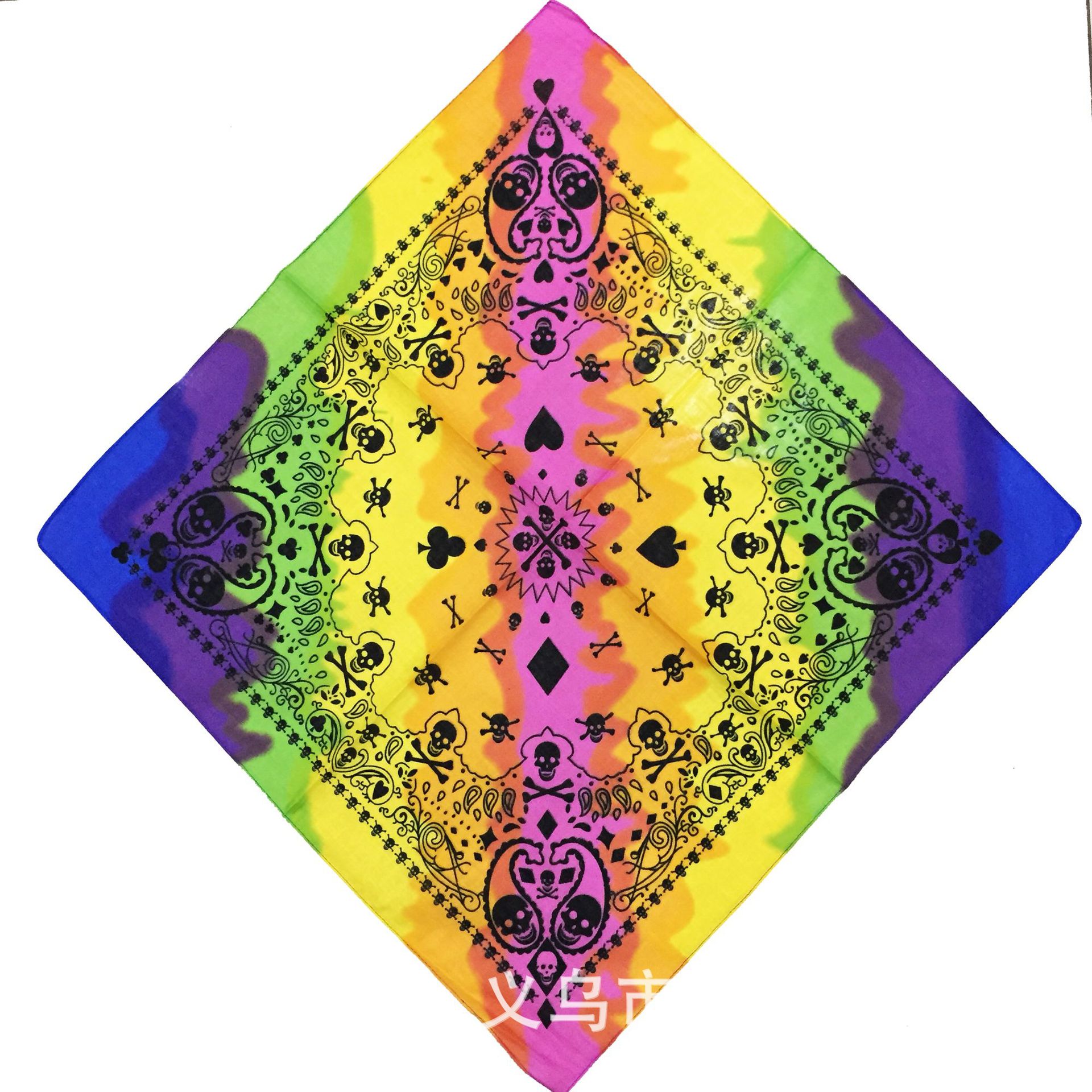 Pure cotton square headscarves, hip hop hip-hop street dance, big faces, skull heads, big ghost heads, square headscarves wholesale pic 1