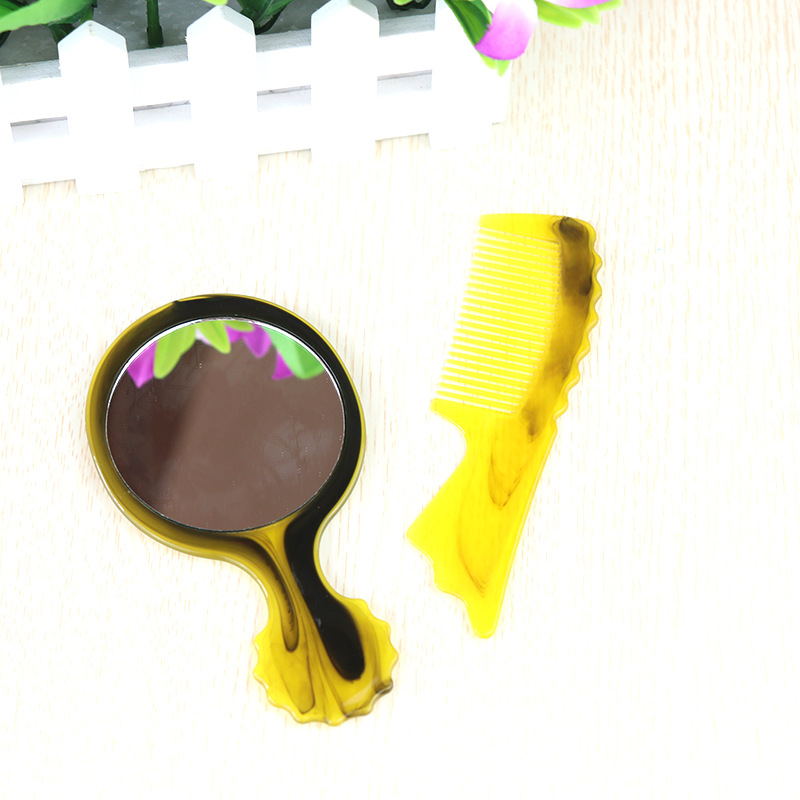 化妆镜梳便捷式小镜子镜梳套装带手柄化妆镜家居小百货批发详情8