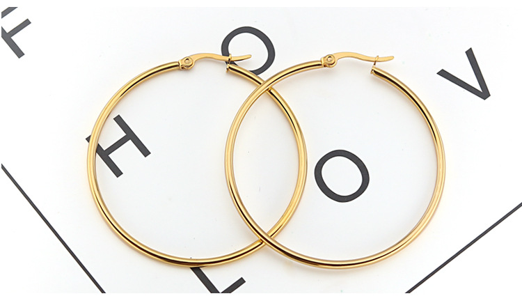 欧美简约不锈钢素圈耳环男女夸张大耳环高级感钛钢时尚耳扣耳环详情29
