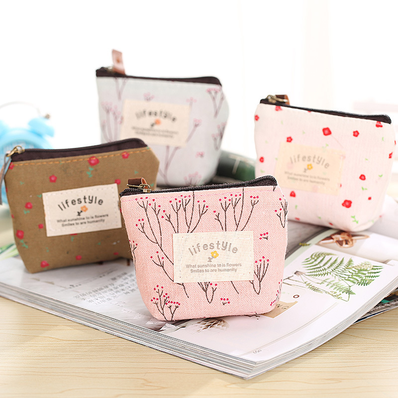 Mini and cute canvas zipper, candy-colored, soft and durable coin case, Korean version with large capacity pic 43