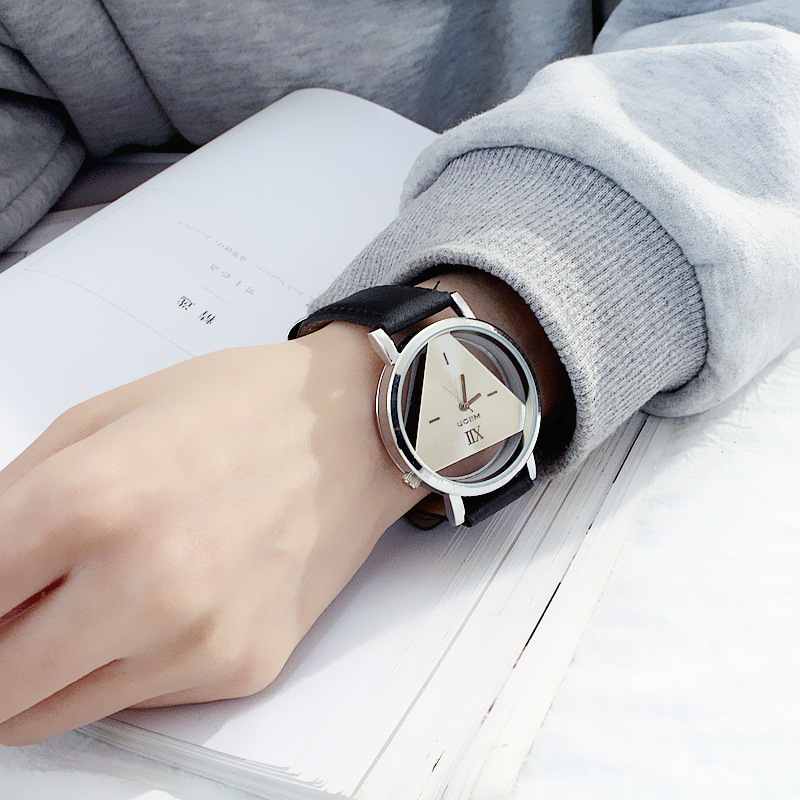 别样chic简约原宿三角形手表个性时尚双面镂空韩国潮流学生情侣表详情8