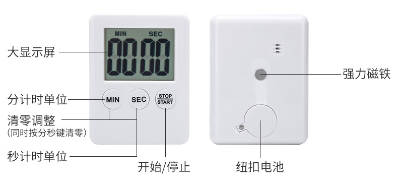 Ultra-thin countdown timer, kitchen timer, electronic timer, kitchen timer reminder pic 48