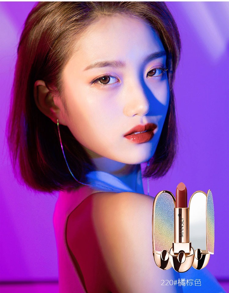 【 Wholesale Customization 】 Manshili Double-sided Mirror Forbidden City Lipstick, Instagram Super popular Internet celebrity Bull Blood Color Little Pepper Student pic 5