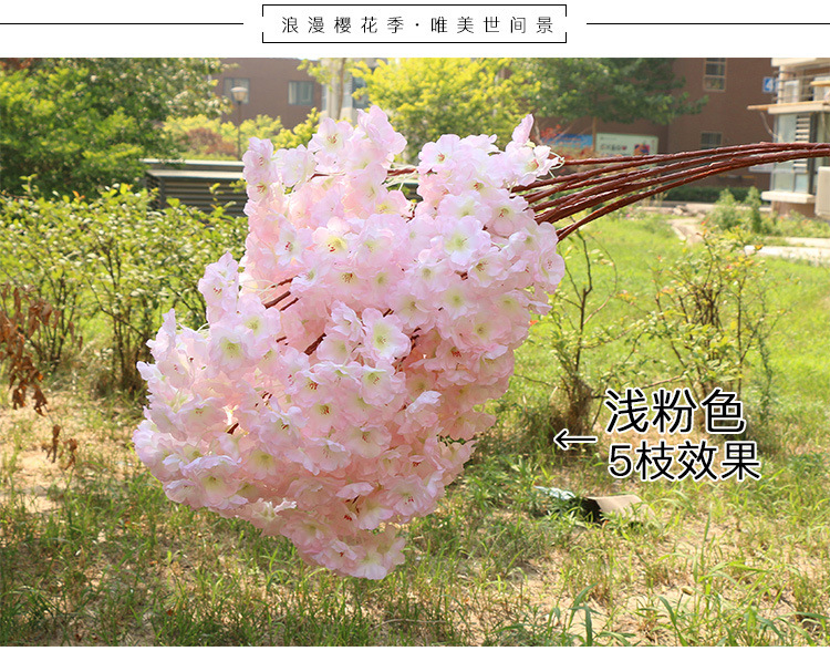 Artificial flowers, artificial cherry blossom branches with 4 branches and 3 forks, pear blossoms, peach blossoms, cherry blossom branches, wedding decoration artificial flowers, plastic flowers pic 19