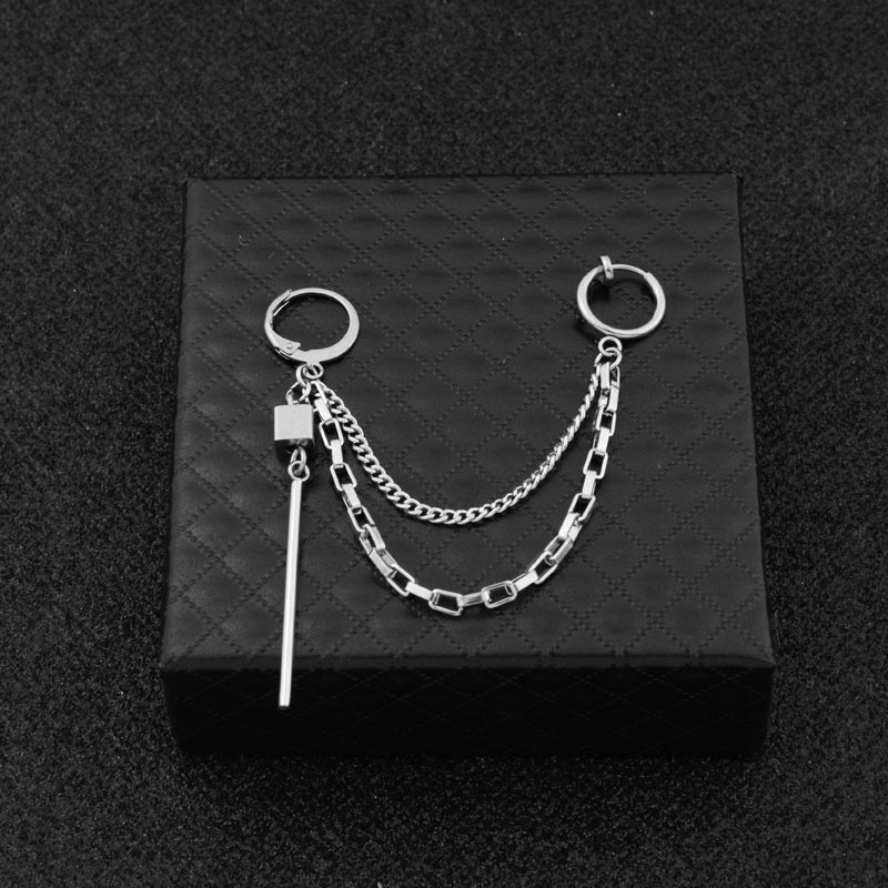 钛钢耳环货源 防弹的少年同款耳链耳环 个性流苏不锈钢饰品批发详情10